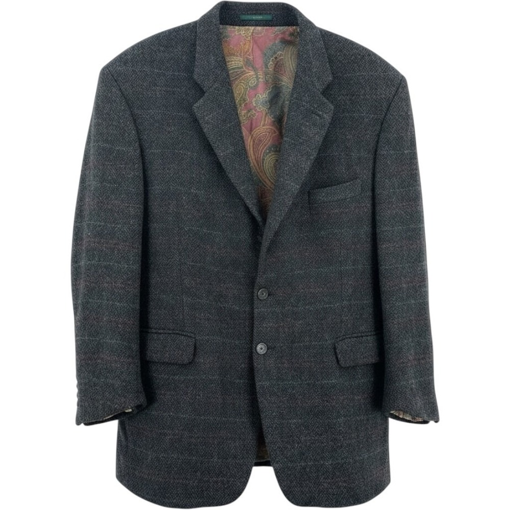 Lauren Ralph Lauren Men L Wool Herringbone Plaid Blazer Sport Coat Grey Canada